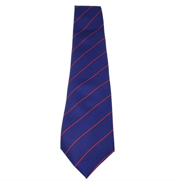 Bijoux Terner | Men's Vintage Navy Striped Genuine Silk Necktie (One Size) - Picture 3 of 11